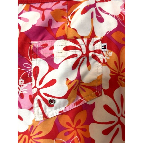 VINTAGE Womens TOMMY HILFIGER Swim Shorts Sz L Red Floral Retro Y2K - Picture 3 of 7